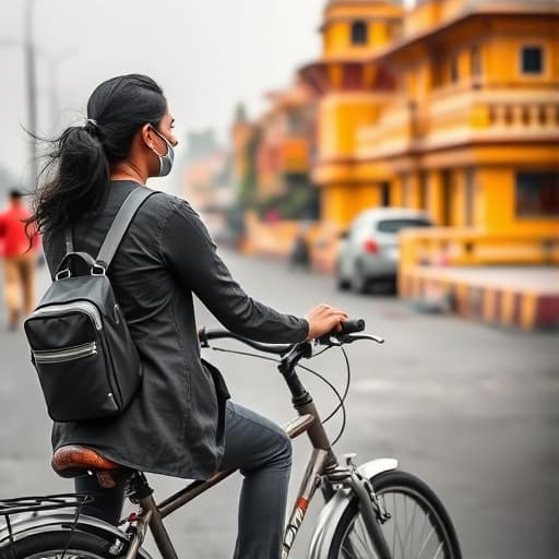 Man riding yellow bicycle