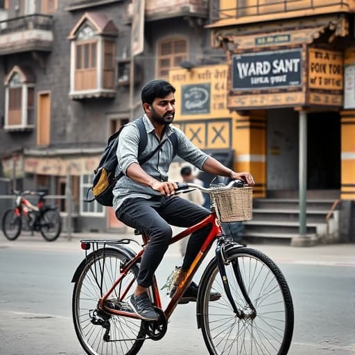 Man riding yellow bicycle